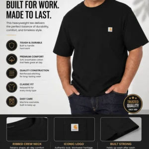 Carhartt K87 Pocket T-Shirt for Men | Durable Workwear Cotton Tee