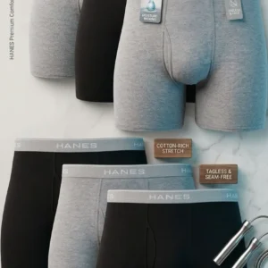 Men’s Boxer Briefs Pack – Breathable Cotton Moisture Wicking Underwear for Men No Ride Up Comfort Fit